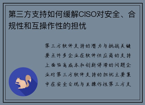 第三方支持如何缓解CISO对安全、合规性和互操作性的担忧 
