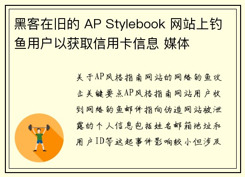 黑客在旧的 AP Stylebook 网站上钓鱼用户以获取信用卡信息 媒体